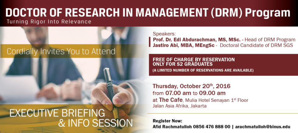 Executive Briefing and Info Session  DRM Sustainability and Growth Strategy