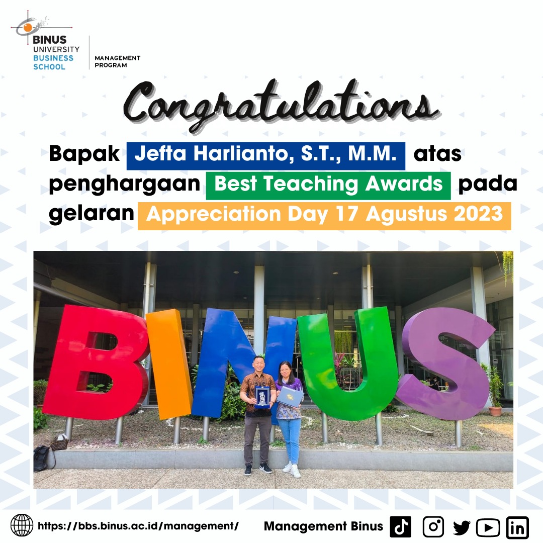 Congratulation! Best Teaching Award To Pak Jefta Harlianto, ST, MM ...